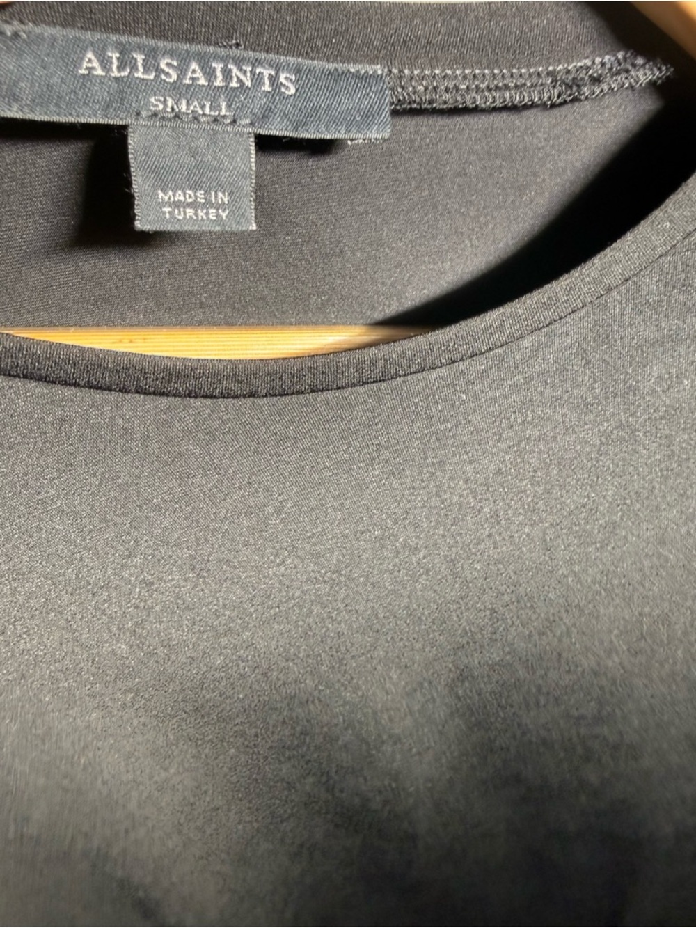 NWOT AllSaints Black Ruched Side Drape Tee - Small - Picture 3 of 8